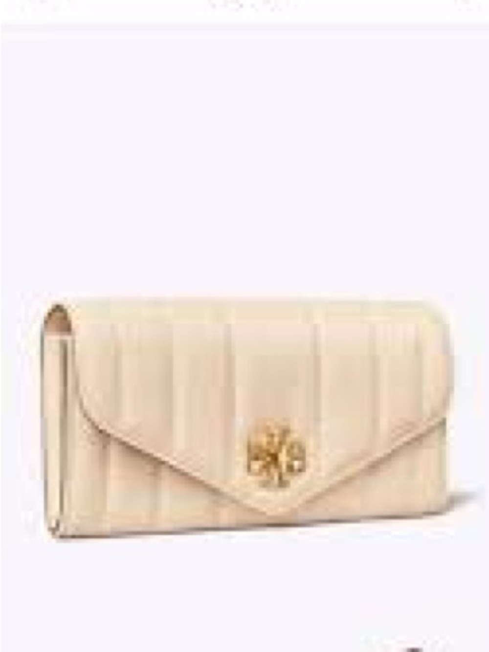 Tory Burch Kira Quilted Envelope Leather 
Wallet with turn lock close in Cream